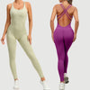 Seamless High-Waisted Peach Hip Yoga Jumpsuit for Women - Fast Drying Sweat-Wicking Tight Running Sports Jogging Gym Activewear