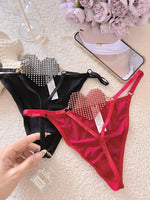 Diamonds Sexy Girls Thong Women Panties Letter Rhinestones G String Briefs Hot Erotic Underwear Low Waist Female Intimates
