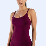 HISTELLO Impact Scoop Neck Top Women Gym Tank Top Sports Yoga Vest Fitness Seamless Open Back Bra Running Workout Sportswear