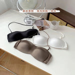 Sexy Japanese Satin Halter Bra Strapless Seamless Two-Way Wear Adjustable Comfort Back Fit Wirefree Lingerie Set S-XL MOYISU Bra