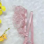 sexy lingerie embroidered see-through mesh bra with underwire four-piece set