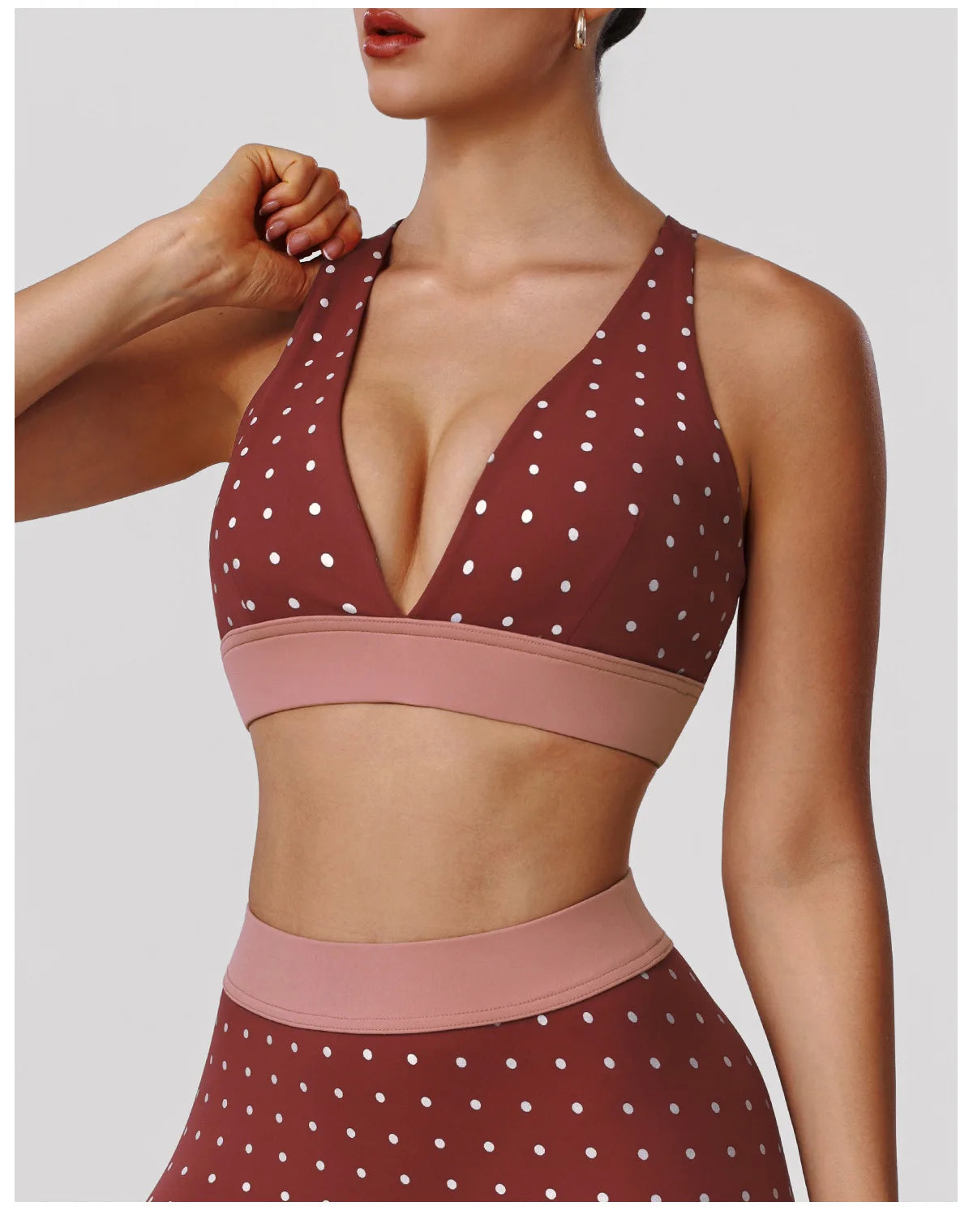 Summer Red Polka Dot Print Yoga Sets Women V Neck Shockproof Sports Bra High Elasticity Hip Lifting Shorts Running Fitness Suits
