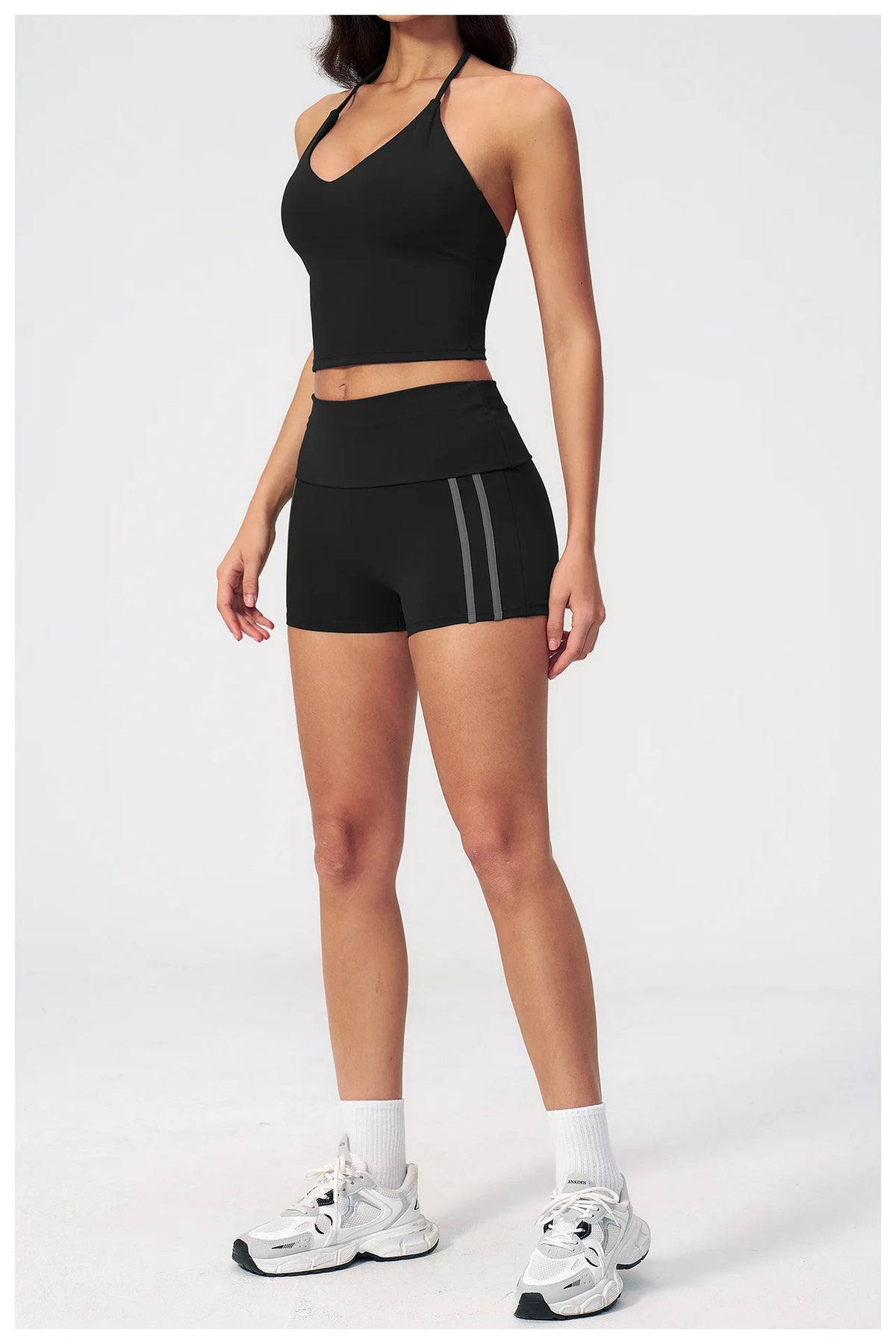 Color Blocked Yoga Suit 2 Pieces Women Slim Sports Tank Top High Waist Leggings Shorts Outfit Tight Outdoor Running Fitness Suit