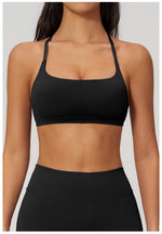 Backless Yoga Bra Woman Gym Tops Sports Bra Strap Cross Back Womens Underwear Adjustable Shoulder Strap Inner Padded Yoga Vest