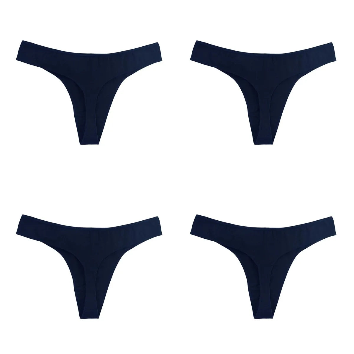 4Pcs/Set Cotton Panties Women Low-Rise Thong G-string Solid Breathable Stretchy Underwear Ladies Sexy T-back Lingerie M-XL