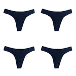 4Pcs/Set Cotton Panties Women Low-Rise Thong G-string Solid Breathable Stretchy Underwear Ladies Sexy T-back Lingerie M-XL