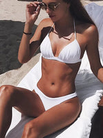 2025 Halter Bra Cup Bikini Women Swimsuit Female Push Up Swimwear Two Pieces Bikini Set Brazilian Bather Bathing Suit Swim Lady