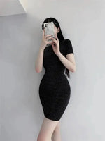 Nightclub High WOMENGAGA Waist Women Slim Mini Dress T Shirt Thin Hot Sexy Korean Women Tops Transparent Summer Fashion 6A26