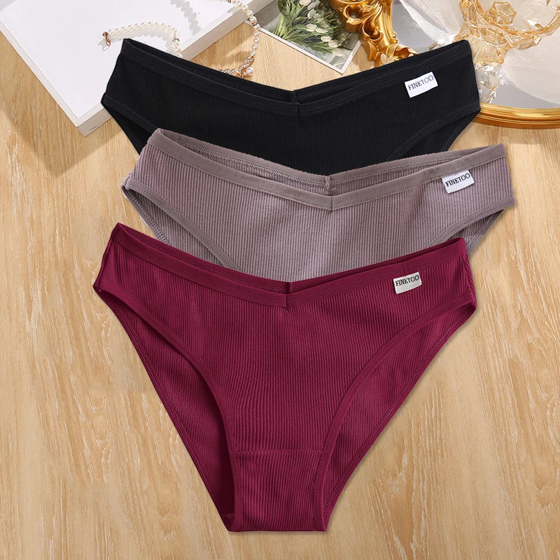 3Pcs/set Cotton Panties Women M-4XL Low Waist Underwear Plus Size Briefs Ladies Comfortable Underpants Female Panties Lingerie