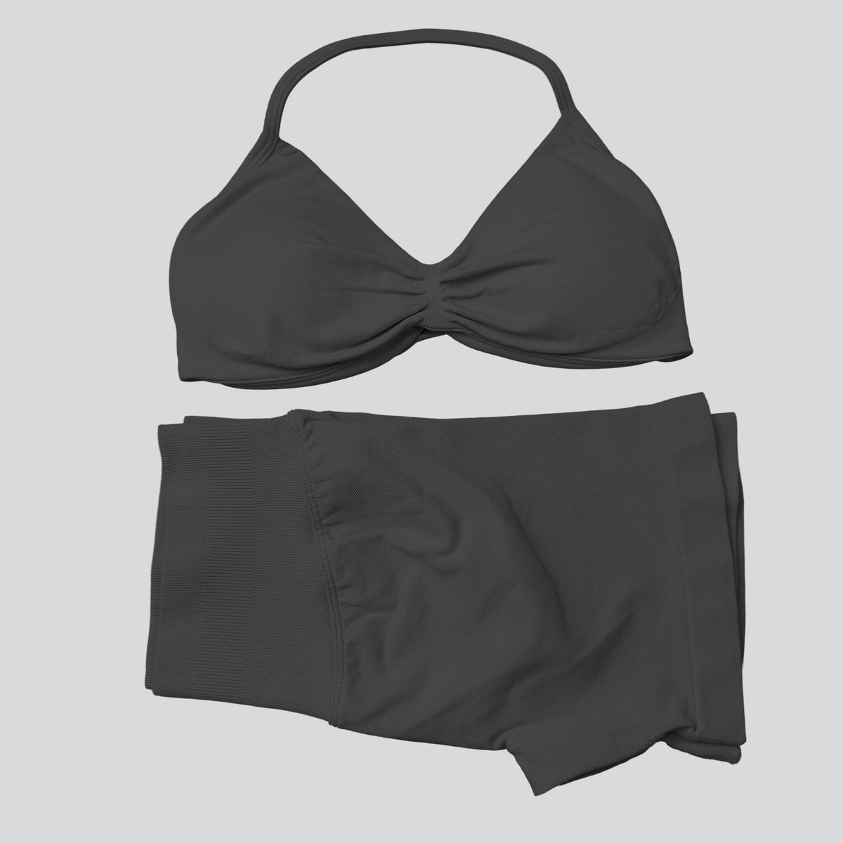 2 Pieces Gym Set Women Workout Clothes Scrunch Shorts Set Halter Sports Bra Fitness Top Woman Sportswear Yoga Set Outfits