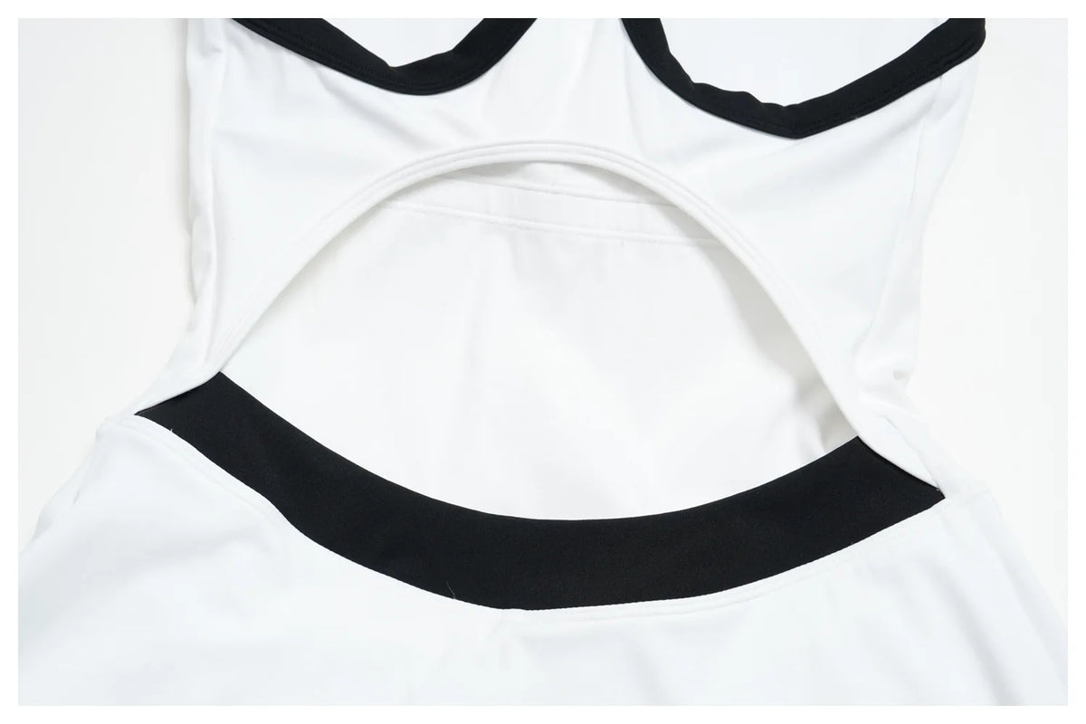 Naked Women's Tennis Dresses for Women Breathable Back Hollowed Out Sleeveless Mini Dress Built in Shorts Tight Sports Skirt
