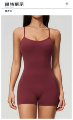New Cross Back Yoga Jumpsuit Women Tight Sleeveless Hollow Out Sports One Piece Suit Butt-Lifting Shorts Fitness Bodysuits