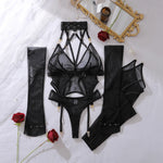 Toucheart Erotic Lingerie Fashionable and Comfortable Mesh See-through Bodyshaping Adjustable Sexy Underwear Split Five-pieceset