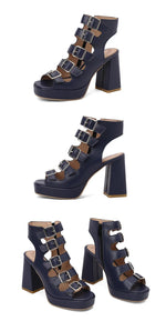NASBAVI Women Sandals High Heels Summer Fashion Ankle Buckle Strap Female Gladiator Sandals Platform Shoes Block Heels Size 45