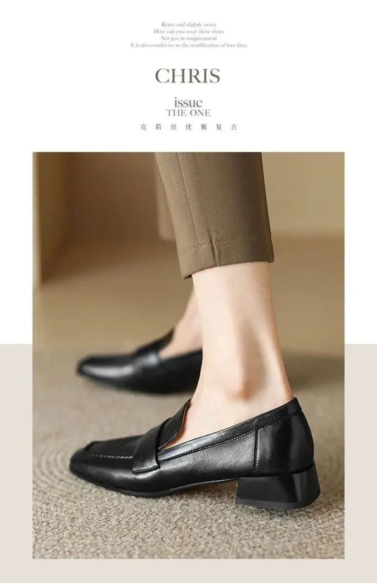 Style Spring Autumn Versatile British Style Flat Shoes Women's Vintage Leather Pumps High Heel Shoes Summer Season 2026
