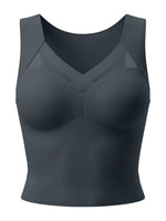 Yoga Sports Bra Elegant Wireless Fixed Cup Tank Bra Front Crisscross Mesh Seamless Back for Daily Party Dating Outfits