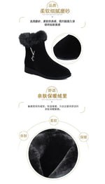 Plush Womens Boots Comfortable Hick-soled Fur Shoes Fashion Ladies Shoes Zipper Women Vulcanized Shoes Anti-slip Chaussure Femme