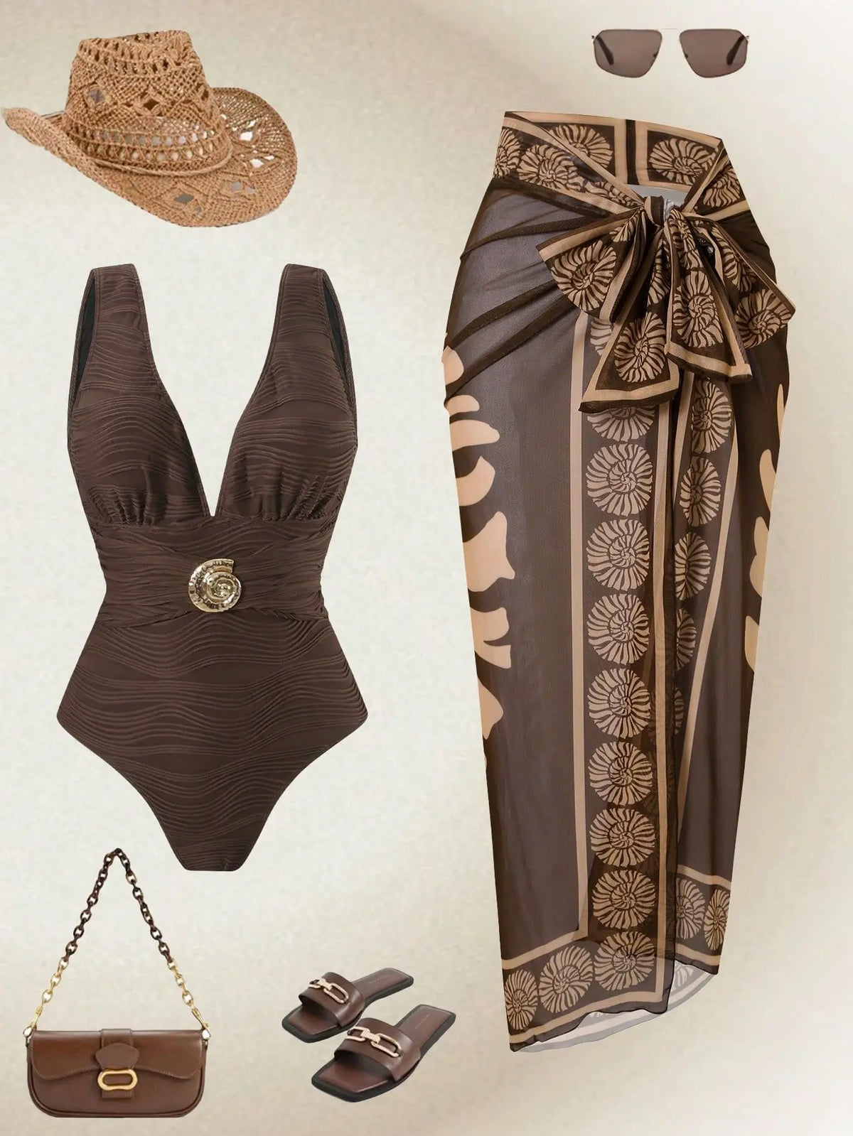 Vintage Green Deep V Neck One Piece Swimsuit 2025 Women Sexy Mesh Long Skirt Swimwear Set Beach Bathing Suit Holiday Monokini