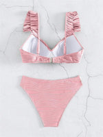Wrinkled Ruffle Frilled Bra Cup Bikinis 2026 Female Swimsuit Women Swimwear Two Pieces Bikini Set Push Up Beachwear Bathing Suit