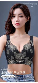 Women's Push up Bras Adjustable New Wireless Bras Women Flower embroidery Bra Underwear Large Size 36-52 CDE Cup Underwear Women