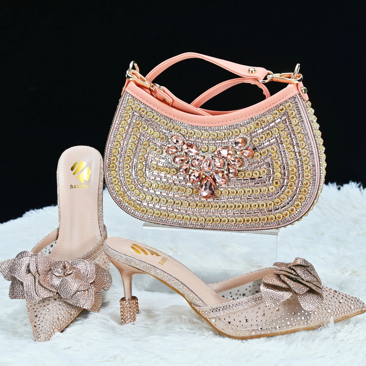 doershow Italian Shoe and Bag Set New 2024 Women Shoes and Bag Set In Italy blue Italian Shoes with Matching BagHTG1-3