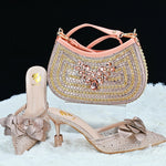 doershow Italian Shoe and Bag Set New 2024 Women Shoes and Bag Set In Italy blue Italian Shoes with Matching BagHTG1-3