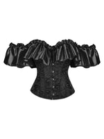 Chest corset with satin ruffled sleeves and waist-tightening palace corset at the back of the shoulder.