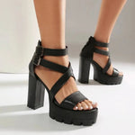 Spring and Summer New Model Fashion Chunky Heel Women's Sandals Open-toe Buckle Platform Sexy Party Women's Shoes High 11cm