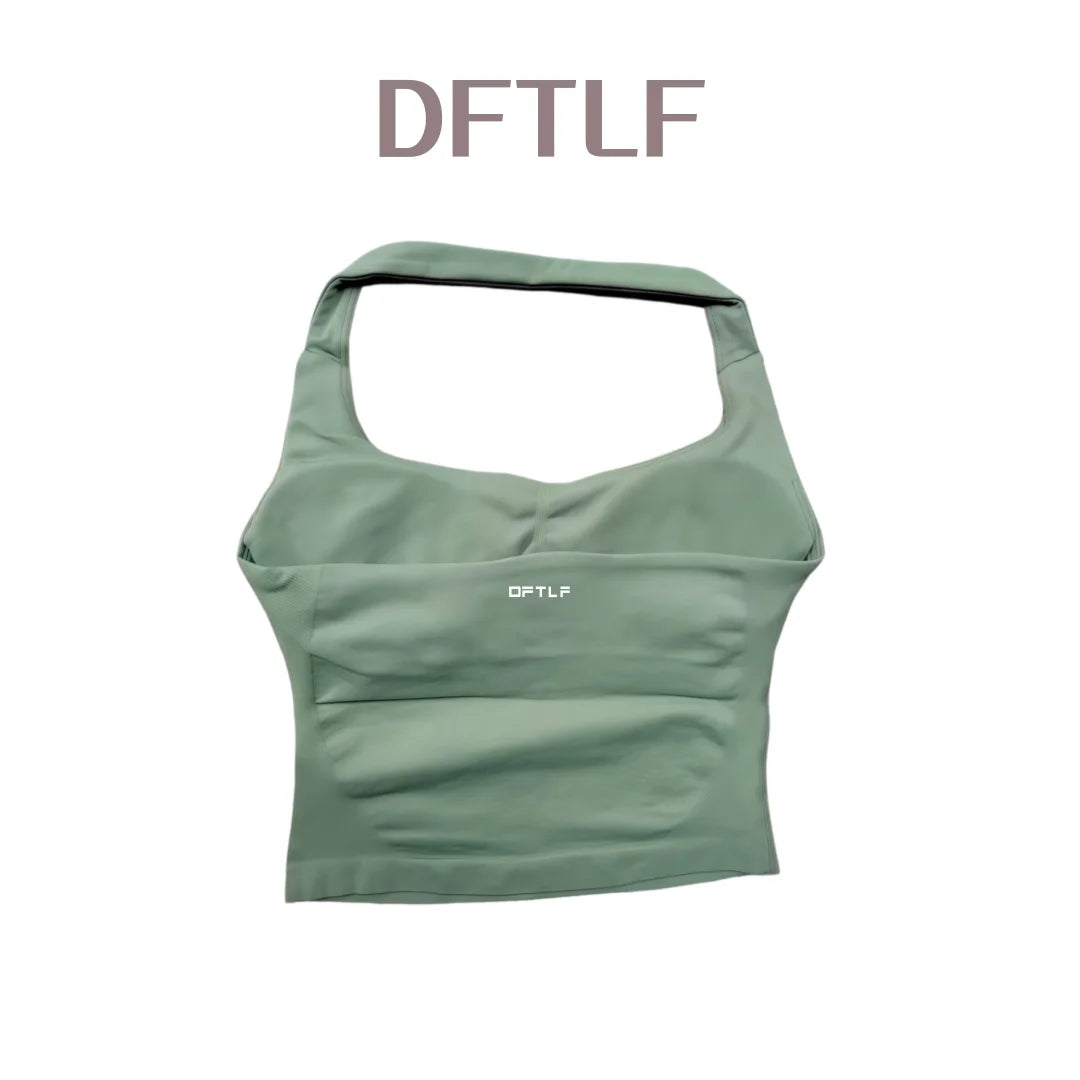 DFTLF Impact Halter Top Women Gym Clothing Backless Seamless Sports Yoga Vest Running Fitness Workout Sleeveless Tank Top