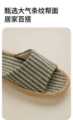 Janpanest Style Cotton Linen Slippers For Womeen Men Leisure House Shoes Striped Style Anti-slip Couples Home Breathable Slides