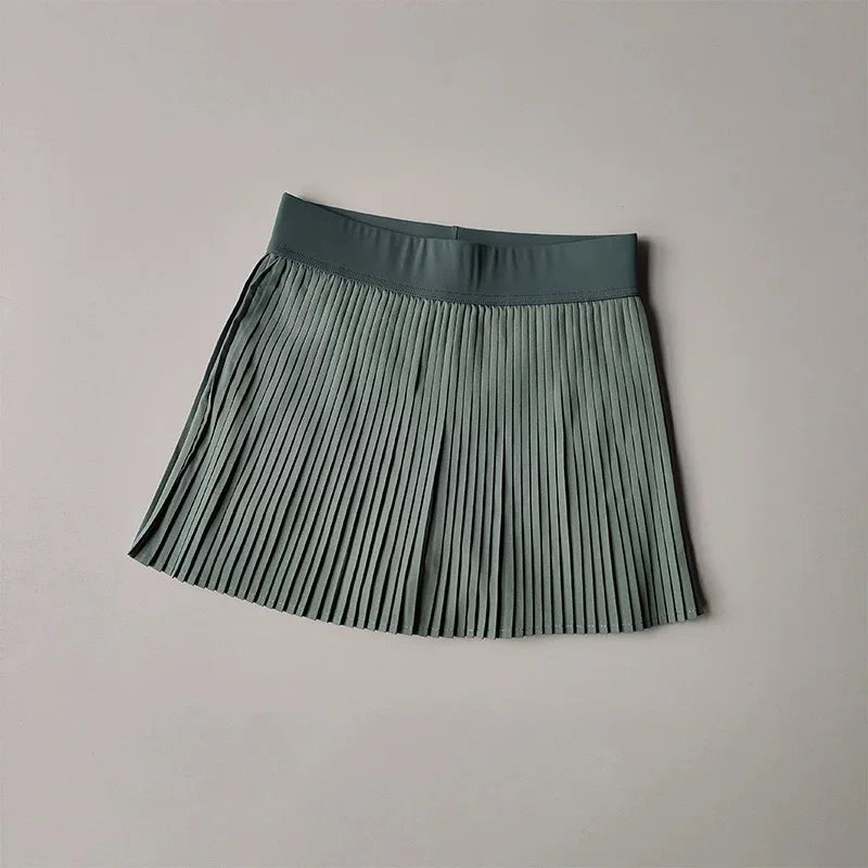 Women's Fitness Pants Skirt Accordion Pleated Design Anti-Light Leak Fake Two-Piece Set 2025 New Style