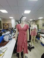 Women's Summer Flower Print Ruffle Dress Fashion 2025 Elegant Short Sleeve Wrap V Neck Tie Side Dresses