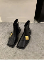 Designer Vintage Women Ankle Boots Fashion Square Toe Shoes Spring Autumn Flats Ladies Short Booties 2025