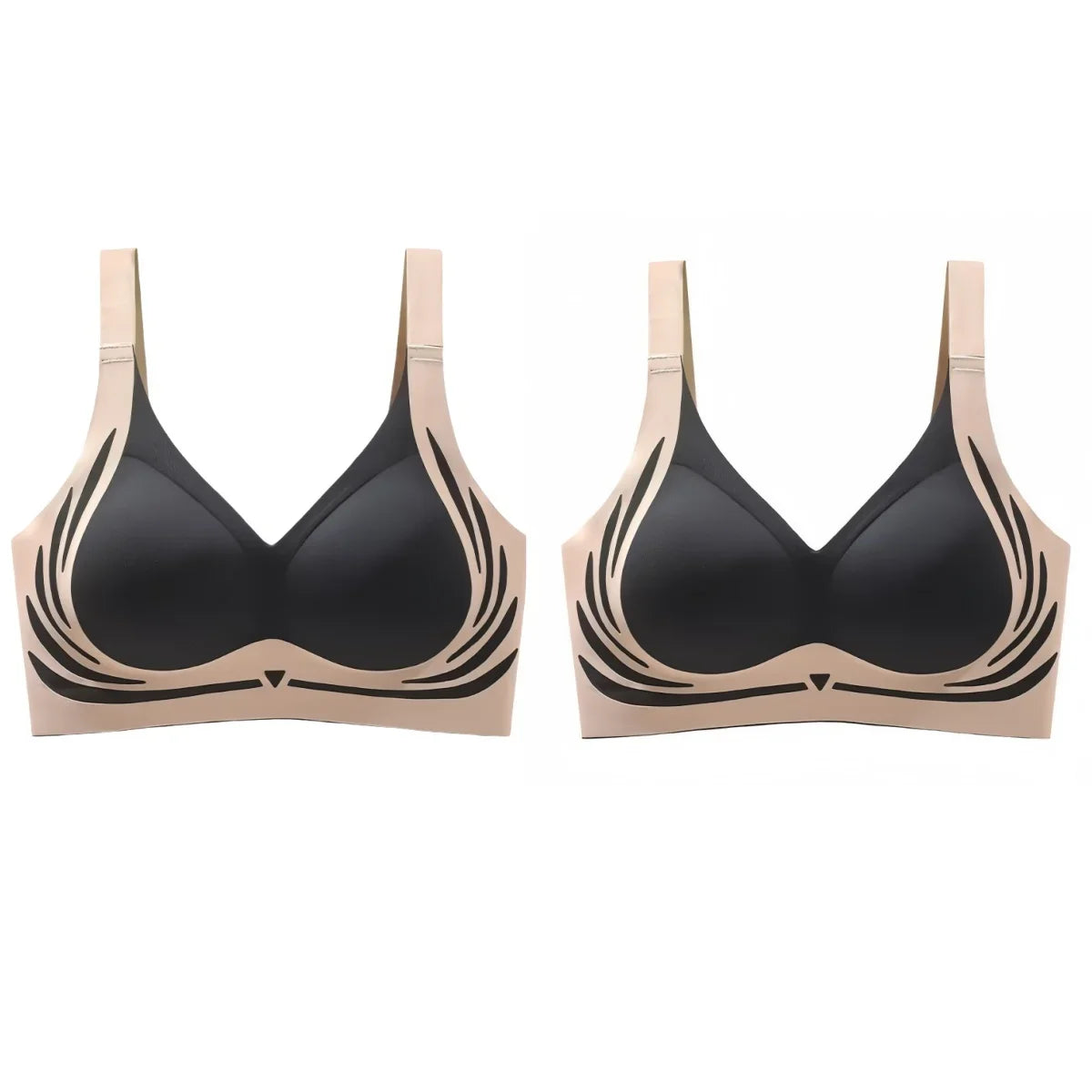 2Pcs/Set Non-wire Push-Up Bras Women's Anti-sagging Lift-up Bra Side Support Adjustable Straps No Show Plus Size Underwear M-4XL