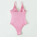 Sexy Pink Push Up Ladies Swimwear One Piece Swimsuit Women 2026 Underwired Bodysuits Bathers High Cut Bathing Swimming Suit Wear