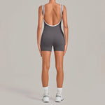 Women's Seamless Yoga Jumpsuits Sports Fitness Gym Sleeveless Backless Hip-lifting Shorts One-piece Training Workout Jumpsuit