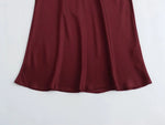 Foridol Autumn Winter Burgundy Satin Skirt Women Party Silk Skirt High Waist Straight Long Faldas Mujer Christmas Skirt