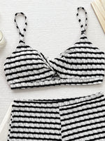 DEKA Sexy Black White Striped Bikinis Set Two Pieces Women Back Tie High Waist Swimsuit Female Bathing Suit Swimwear Biquini