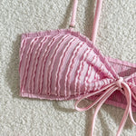 Wrinkled Crinkled Tie Knotted Bikini Women Swimwear Female Swimsuit Two-pieces Bikini Set Brazilian Bathing Suit Swim Beach Wear