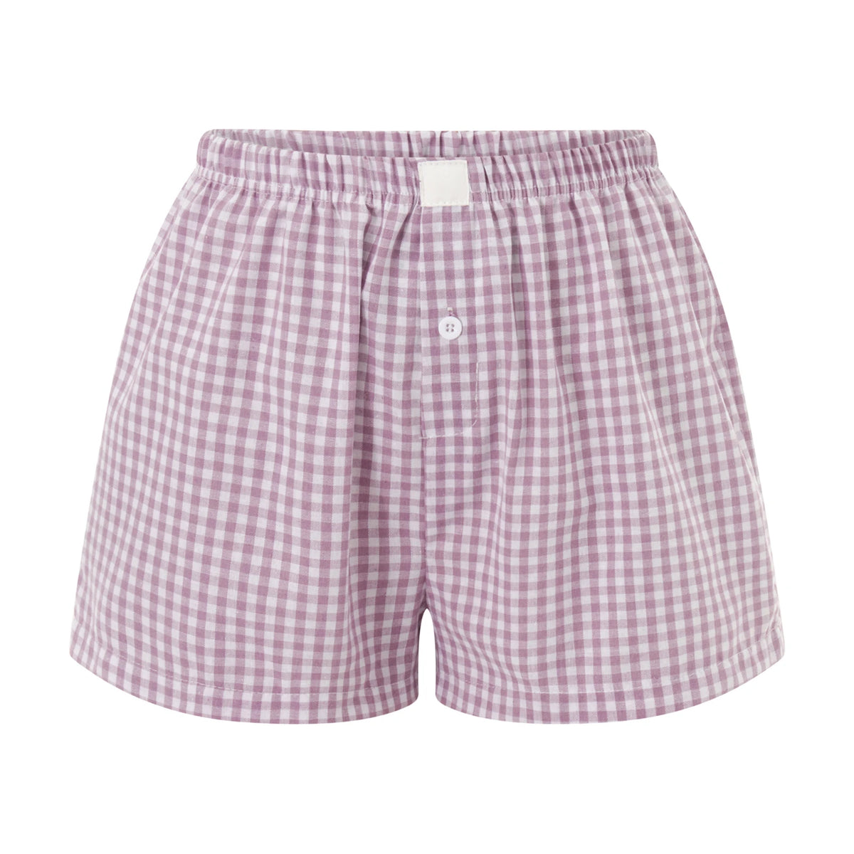Women’s Plaid Print Shorts Elastic Low Waist Button Front Lounge Shorts Boxers Streetwear