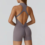 Scrunch Sports Overalls Gym Jumpsuit Women's Fitness Suit Short Sets for Woman Tracksuit Yoga Clothing Zipper Workout Sportswear