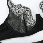 Toucheart 4 Piece Set Sexy Embroidered Lace Erotic Backless Lingerie For Women Mesh Patchwork Lace See-Through Sexy Lingerie Set