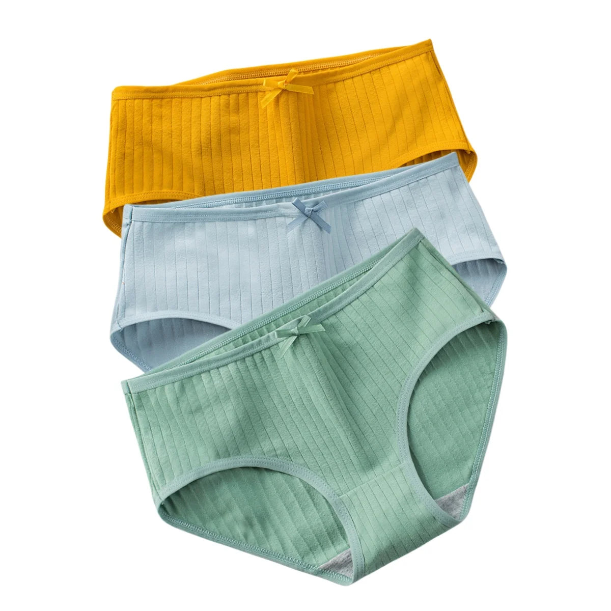 3Pcs/Set Cotton Panties Low Waist Briefs Solid Color Lingerie Women Underpants Comfy Breathable Underwear Intimates