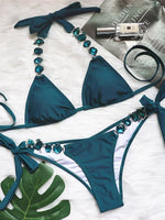 Halter Crystal Rhinestone Diamond Bikini 2026 Female Swimsuit Women Swimwear Two Pieces Bikini set Brazilian Bathing Suit Swim