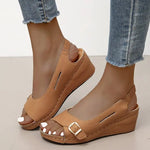 Summer Sandals Women Fish Mouth Fashion Comfort Roman Shoes Buckle Peep Toe Casual Beach Wedge Platform Female Sandals