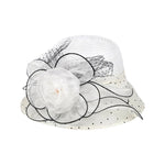 Women's Organza Flower Sun Hat Wide Brim Bucket Cap Wedding Church Dress Hat Fascinator Bridal Tea Party Hat