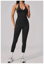 Summer Seamless Yoga Sets Women V Neck Slim Sports Tank Top Fitness Suit Peach Hip High Elasticity Leggings Running Tracksuit