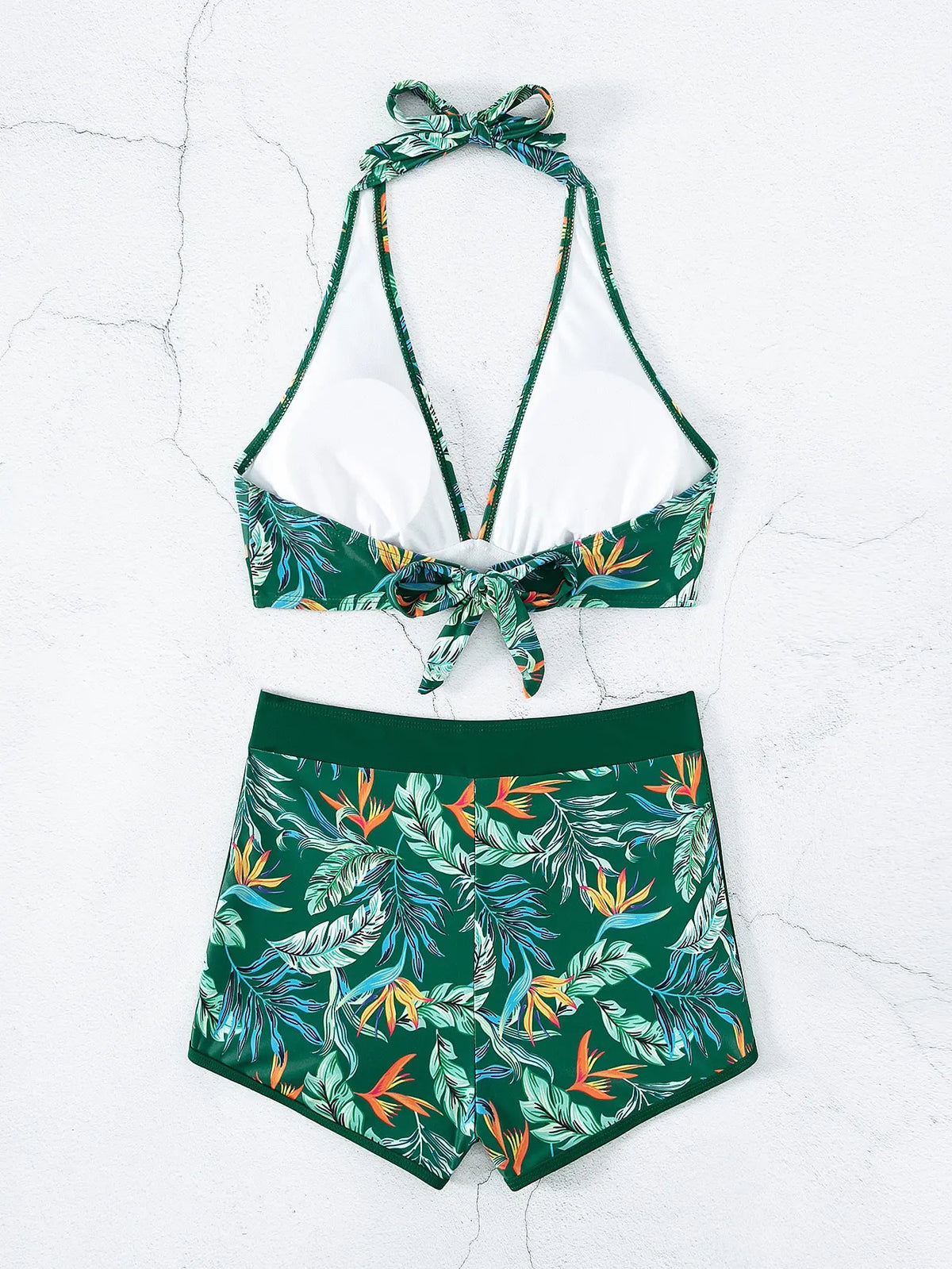 2026 Halter Bikini Set Short Swimsuit Women High Waist Swimwear Female Printed Bathers Swimming Bathing Swim Suit Beachwear