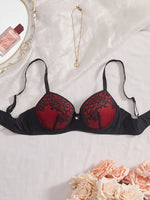 Contrast Color Lace Women Bra Thin Cup Underwire Push Up Sexy Brassiere Daily Comfort Ladies Lingerie