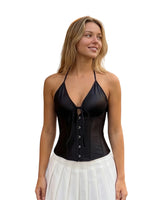 Women Retro Fishbone Tank Tops Sleeveless Slim Fit Corset Summer Open Back Bandage Vest Summer